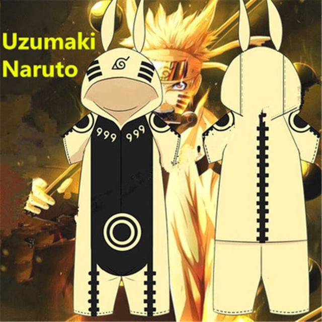 Pijamas de una pieza de Naruto Akatsuki para hombre y mujer, monos de Anime, disfraces de Cosplay, ropa de dormir de manga corta para el hogar Fivean Figuras de anime