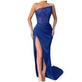 thumbnail image 2 of DailyTrove Women's One-Shoulder Split Maxi Dress-Floor-Length-Chiffon-for Prom/Evening Event-Flowy Split, 2 of 6