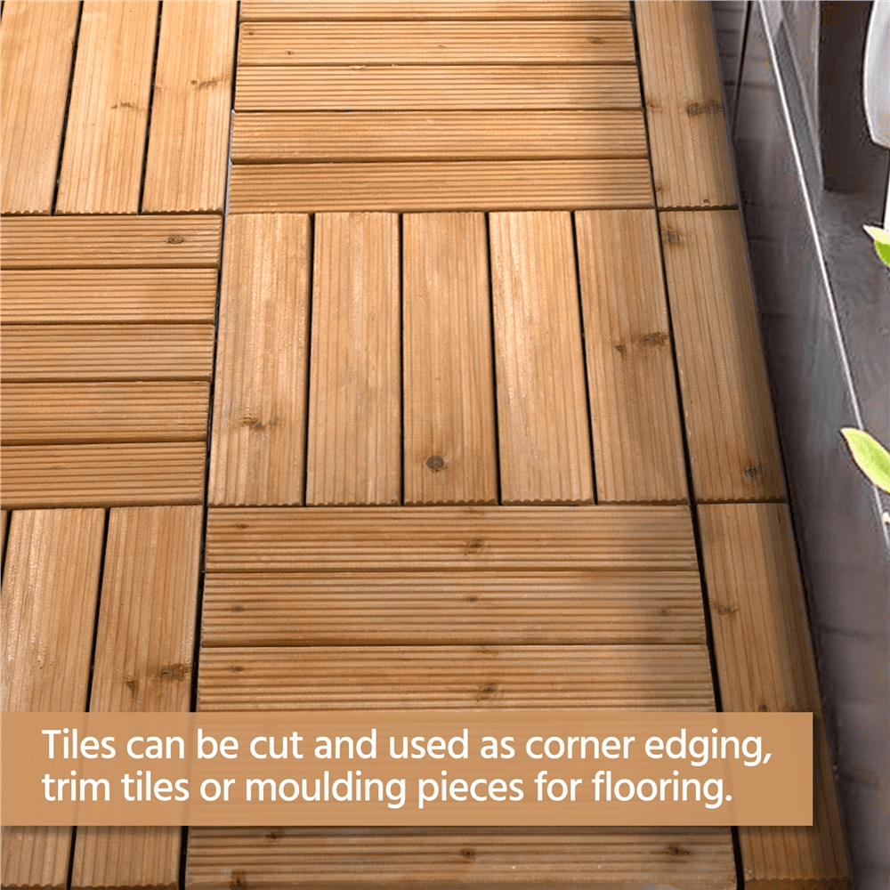Renwick 12" x 12" Square Wooden Floor Tiles, 27 Pieces, Natural Wood