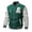 Green, variant on Mens Casual Varsity Jacket Zip Front Long Sleeve Ribbed Collar Cuffs Hem Letter Patch Baseball Style Outerwear L Black