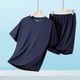 thumbnail image 1 of Pijama fino para hombre, conjunto de pijama para estar en casa, pantalones cortos holgados de manga corta, conjunto de pijama para hombre, conjunto de dos piezas, 1 of 9