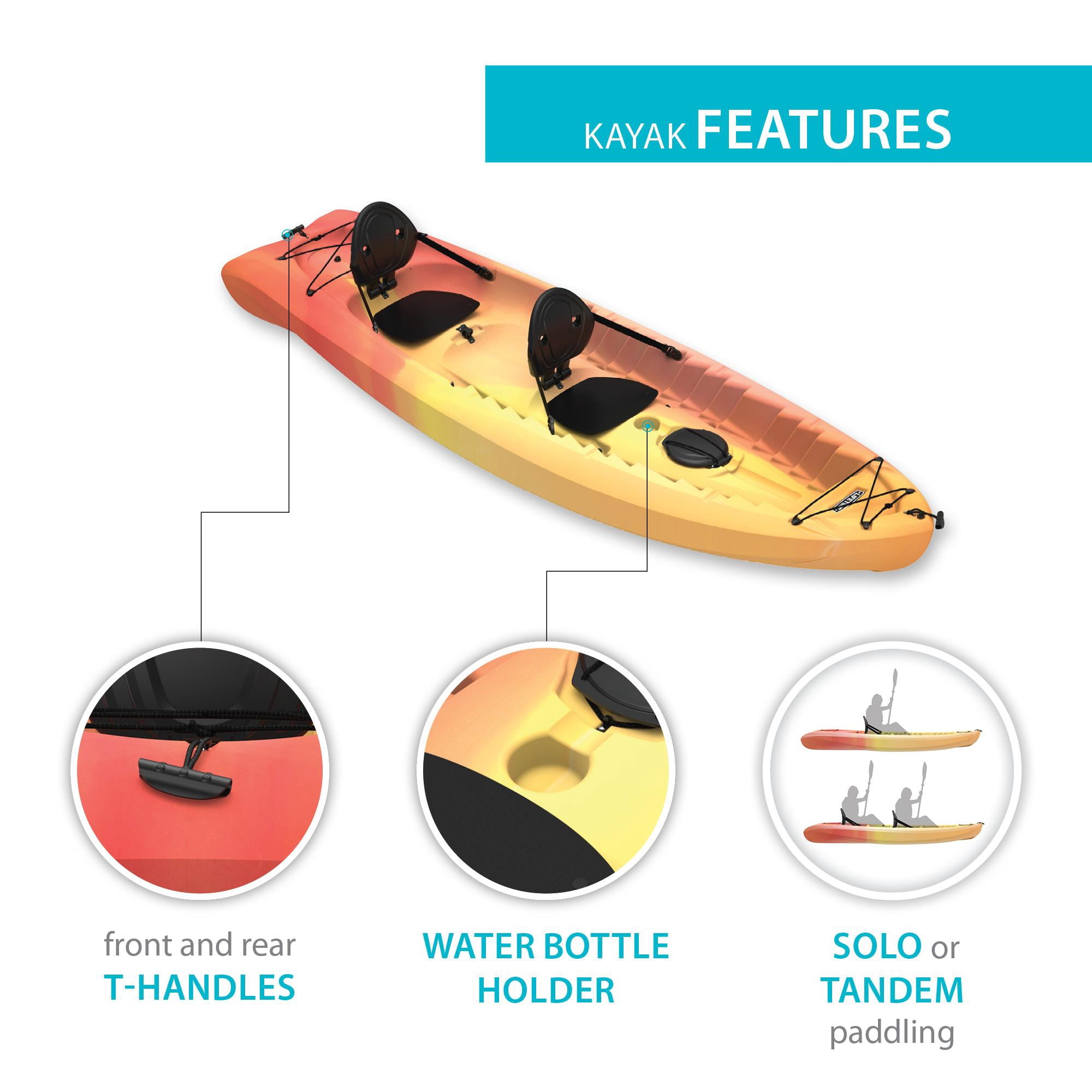Lifetime Envoy 10.5 ft Sit-On-Top Tandem Kayak with Paddles, Sunset Fusion (91260)