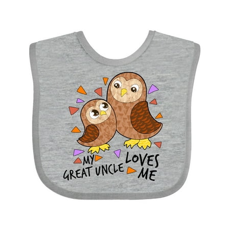

Inktastic My Great Uncle Loves Me- Cute Owl Family Gift Baby Boy or Baby Girl Bib