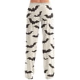 thumbnail image 5 of BWASD Pants for Women Halloween Bat Print Wide Leg Pants with Pockets Comfy Baggy Holiday Party Loungewear Casual Loose Soft Pajama Bottoms Home Daily Wear | L Size, 5 of 6