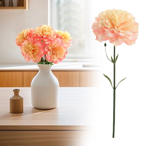1PC Artificial Carnation Flower, Realistic Artificial Flower Bouquet, Fake Flowers for Wedding Centerpiece Home Wall Decor Office Cafe Display