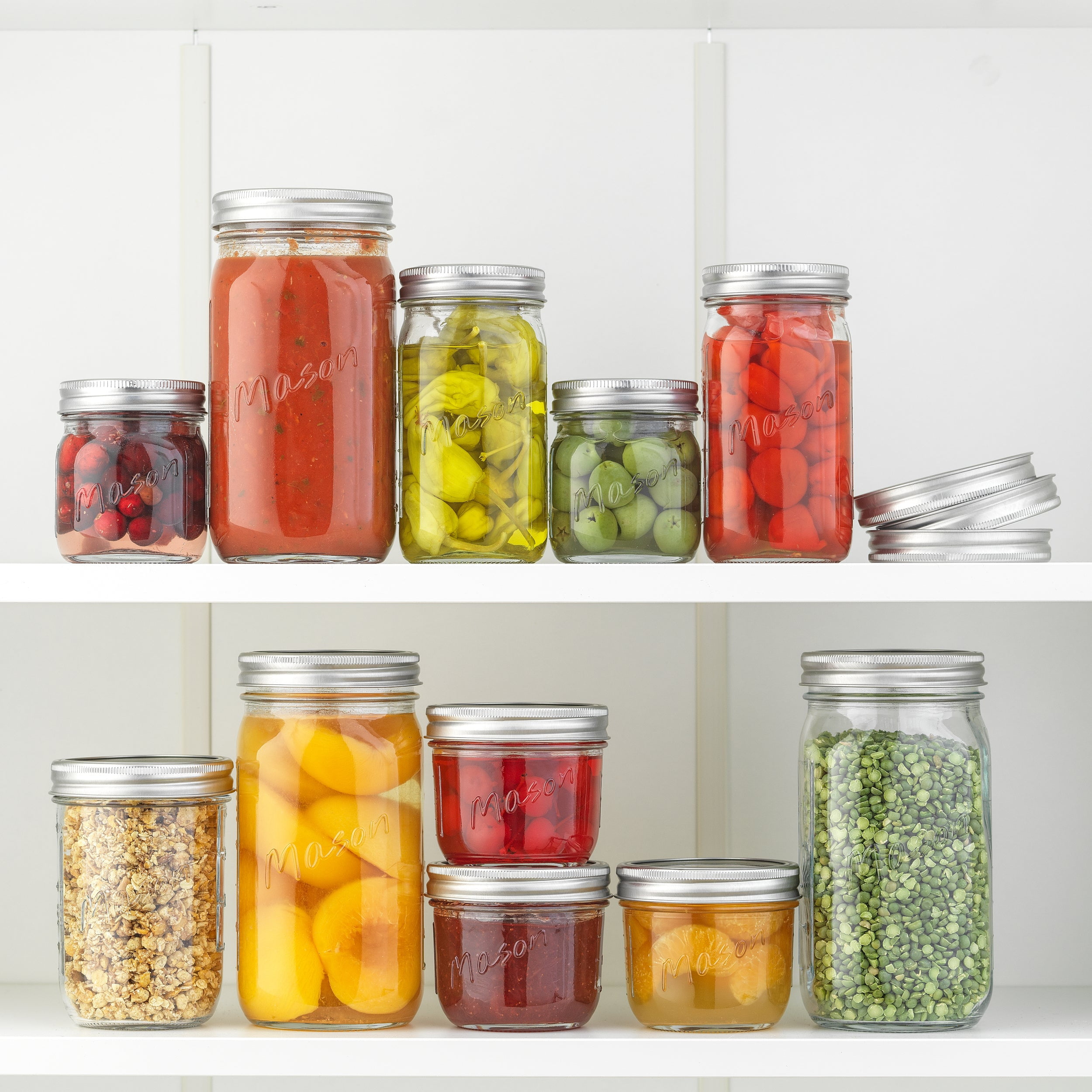 Wide Mouth Small Mason Jars with Airtight Lids, Labels and Measures - 8 oz  - [Set of 6] Airtight Canning Jars, Glass Jar 
