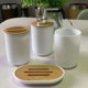 thumbnail image 2 of Juego de accesorios de baño Dispensador de jabón Botella Plato Lavabo Portacepillos de Dientes Taza Traje Blanco, 2 of 7