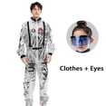 thumbnail image 3 of DHFJKG Men Astronaut Dress Up Outfits Carnival Stage Performance Metallic Long Sleeve Belted Front Zipper Onesie With Glasses 2PCS Set, 3 of 5