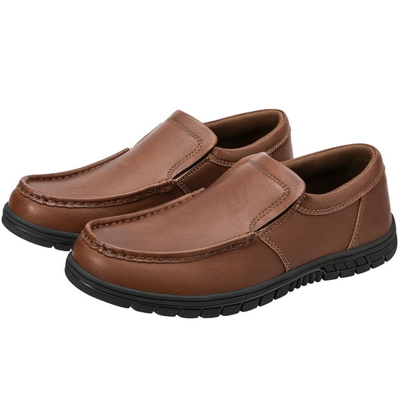 Camel Crown Leather Shoes for Men Loafers Soft Mens Slip on Shoes Casual Comfort Moccasin Daily Flats Driving Lightweight Walking Sneakers Shoes Outdoor Brown