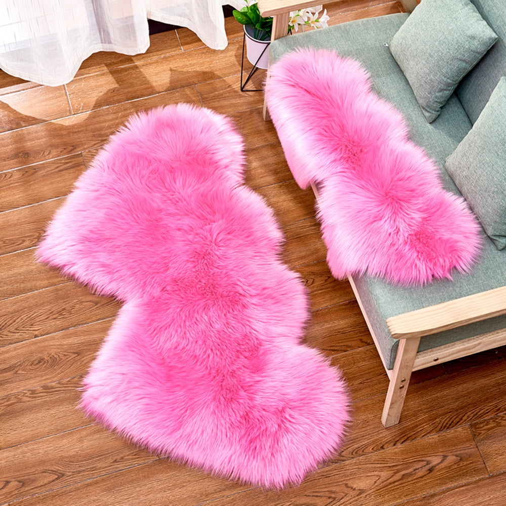 Wokaso Ultra Soft Plush Fluffy Area Rug DoubleHeart Shape Faux Fur