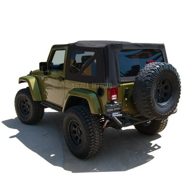 Sierra Offroad Soft Top for 2010 to 2018 Jeep Wrangler JK - Black, Twill Vinyl - 2 Door Jeep Soft Top with Rear Plastic Tinted Windows - Factory Precision Fit Replacement - No Upper Door Skins