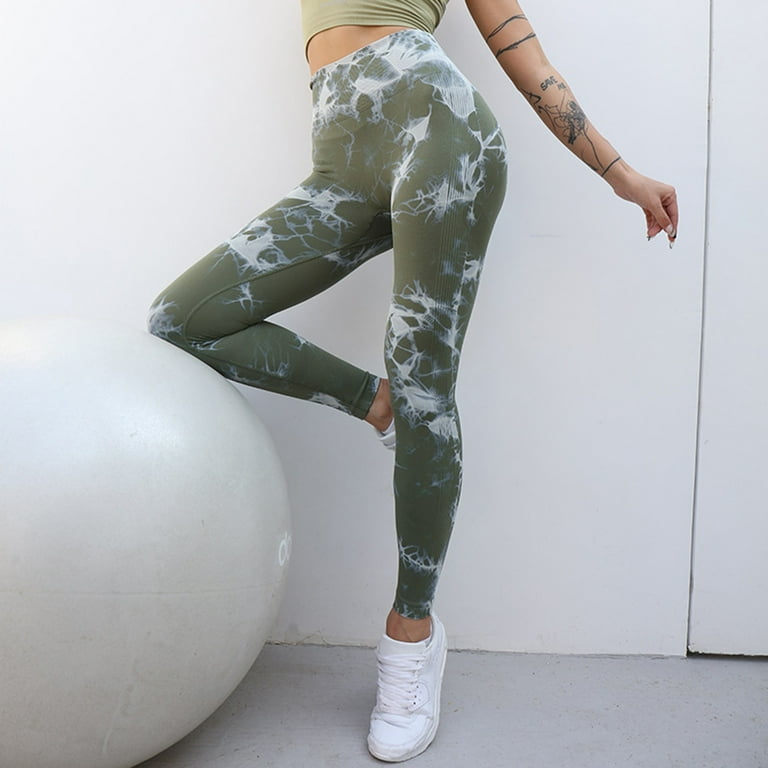 xinqinghao yoga pants women women seamless tie dye and tie float yoga  workout pants yoga pants with pockets army green xs 