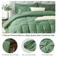 thumbnail image 3 of Davulos Queen Size Comforter Set,7 Pieces Dark Green Bedding Sets for All Season Bed in a Bag with Comforter ,Flat Sheet ,Fitted Sheet ,Pillowcases & Shams, 3 of 8