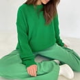 thumbnail image 4 of Women'S Knit Warm Sweaters Crew-Neck Warm Pullovers Long-Sleeve Solid Casual Base Layer Tops Green S, 4 of 7