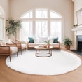 thumbnail image 3 of Goolela 8ft Round Area Rug Circle Rug White Fluffy Fuzzy Faux Rabbit Fur Rug Shaggy Furry Large Area Rug for Living Room Bedroom, 3 of 8