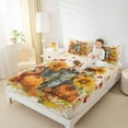 thumbnail image 4 of Manfei Vibrant Sunflower Twin Sheet Sets for Kid, Rustic Highland Cow Twin Fitted Sheet, Fall Pumpkin Leaf Flat Sheet, Super Cozy Room Decor, 3-Piece, 4 of 7