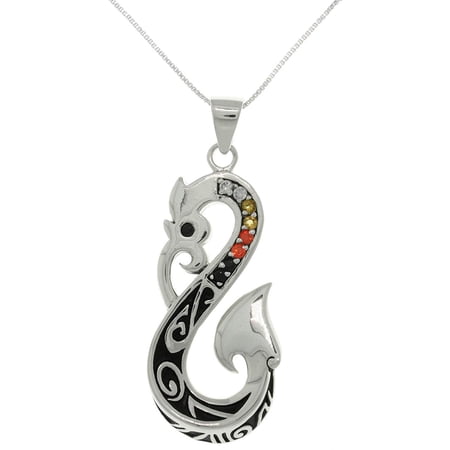 Jewelry Trends Sterling Silver Celtic Viking Dragon Tail Pendant with Austrian Crystals on Chain Necklace