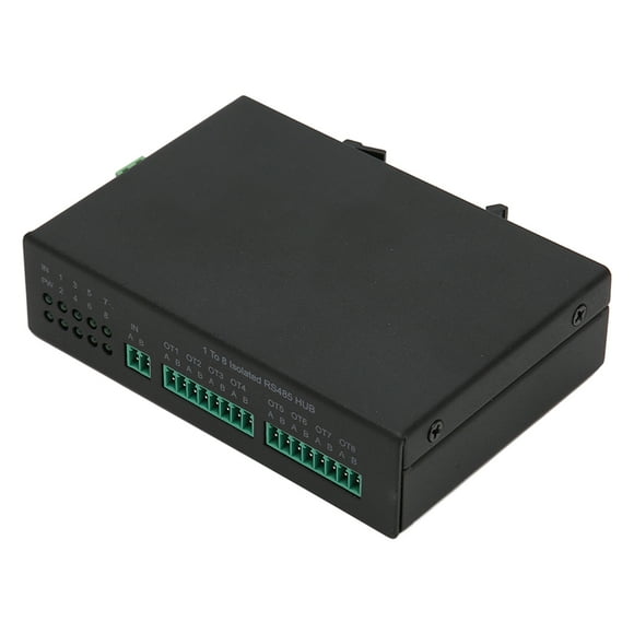 Serial RS232 RS485 RS422 to Fiber Converter, 1 to 8 RS485 Splitter HUB Bidirectional High Speed Optic Modem for Industrial System, Communicate, Transportation, Education