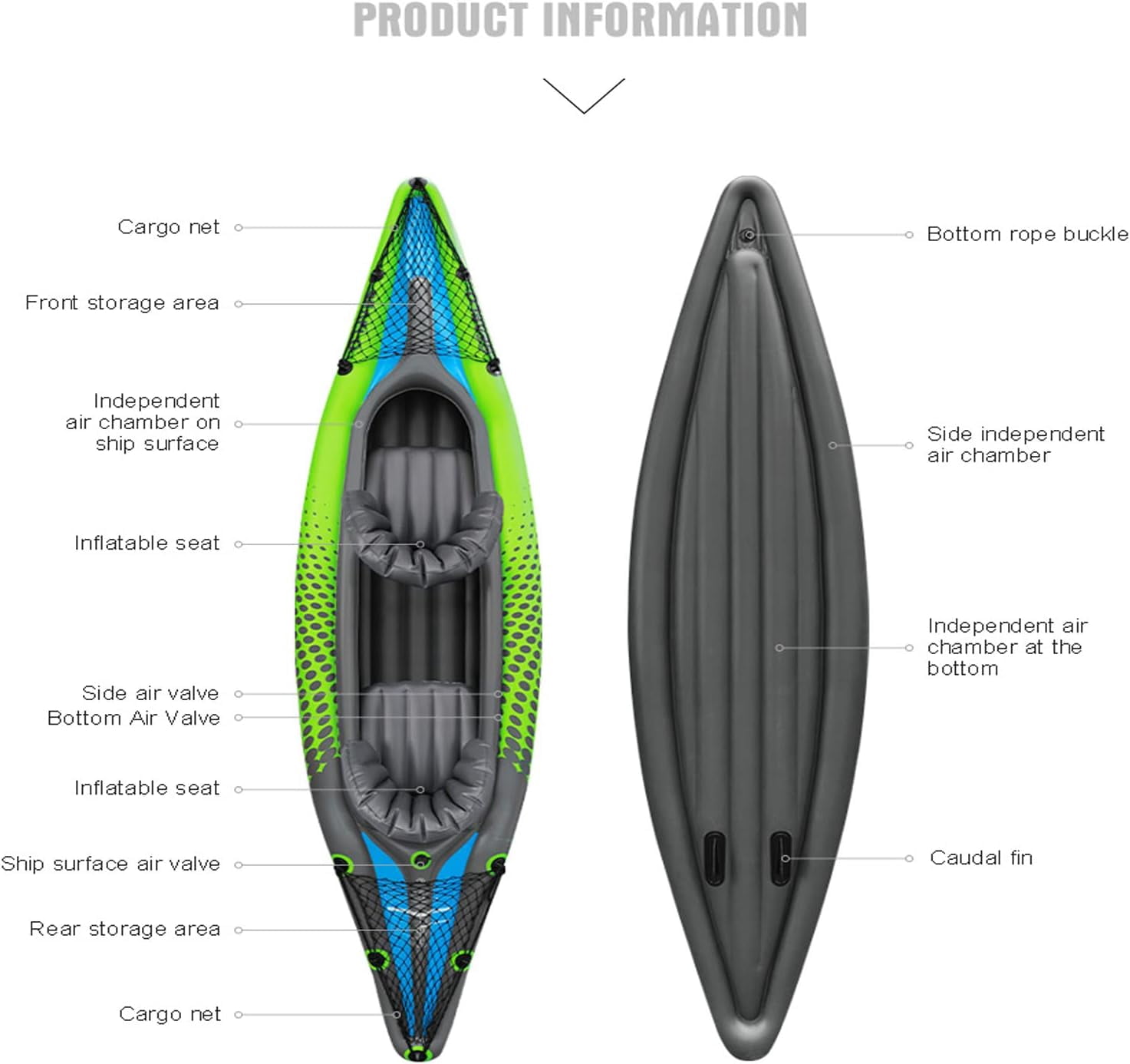 Savvycraft Inflatable  2 Person Tandem , Recreational Touring  Includes Aluminum Paddles, Padded Seats, Double Action Pump