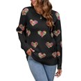 thumbnail image 3 of VISgogo, suéter de punto de manga larga para mujer, cuello redondo, patrón de corazones coloridos, prendas de punto holgadas, suéter de ganchillo informal para mujer VISgogo moda, 3 of 9
