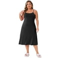 thumbnail image 3 of DARING DIVA Women's Plus Size Spaghetti Strap Full Slip Midi Nightgown 1X Black, 3 of 5