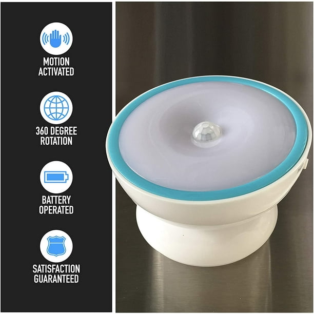 Night Light Motion Sensor [Battery Powered] with Rotating Base for Indoor  Use in Bathroom, Hallway, Cruise Cabin & More White