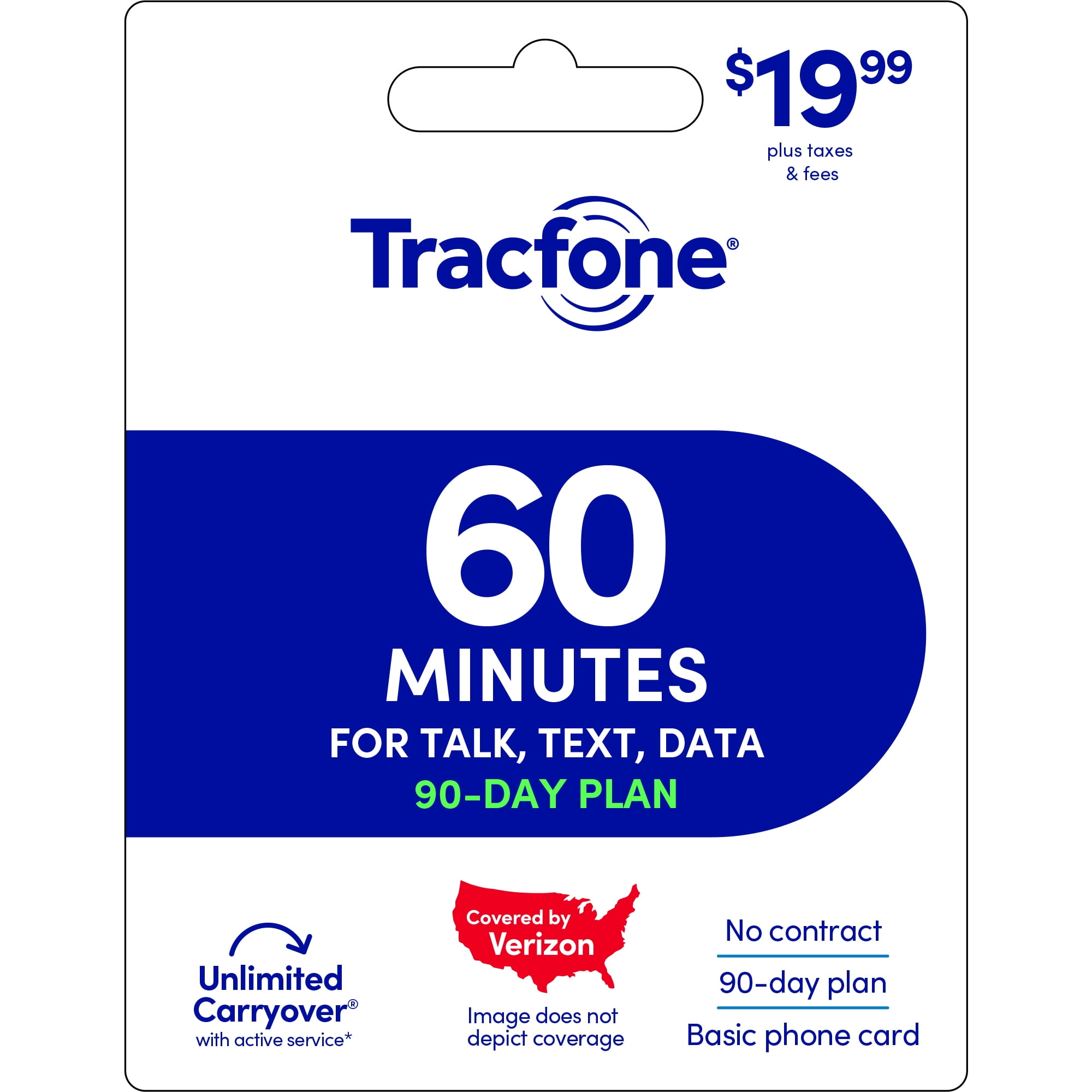 Tracfone $19.99 Basic Phone 60 minutes 90-Day Prepaid Plan e-PIN Top Up (Email Delivery)