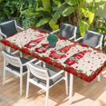 thumbnail image 2 of Valentine's Day Table Cloths for 8 Foot Rectangle Tables, Red Roses Gnomes Romance Love Beige Patio Waterproof Elastic Fitted Tablecloths, Washable Rectangular Table Cover for Camping, 2 of 8