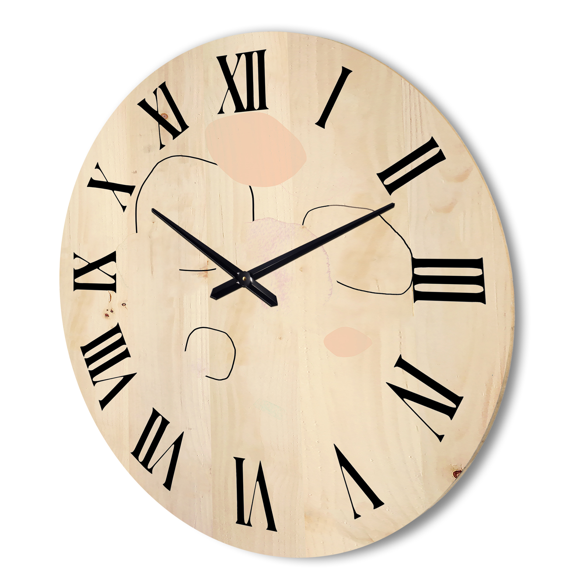 Designart 'Watercolour Stains On White' Shabby Chic Wood Wall Clock