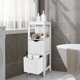 thumbnail image 6 of MAT EXPERT Small Bathroom Storage Cabinet,3-Tier Bathroom Floor Cabinet with 2 Detachable Drawers & Anti-Tipping Device, Wooden Small Cabinet for Office, Entryway，12" L x 12" W x 35" H (White), 6 of 9