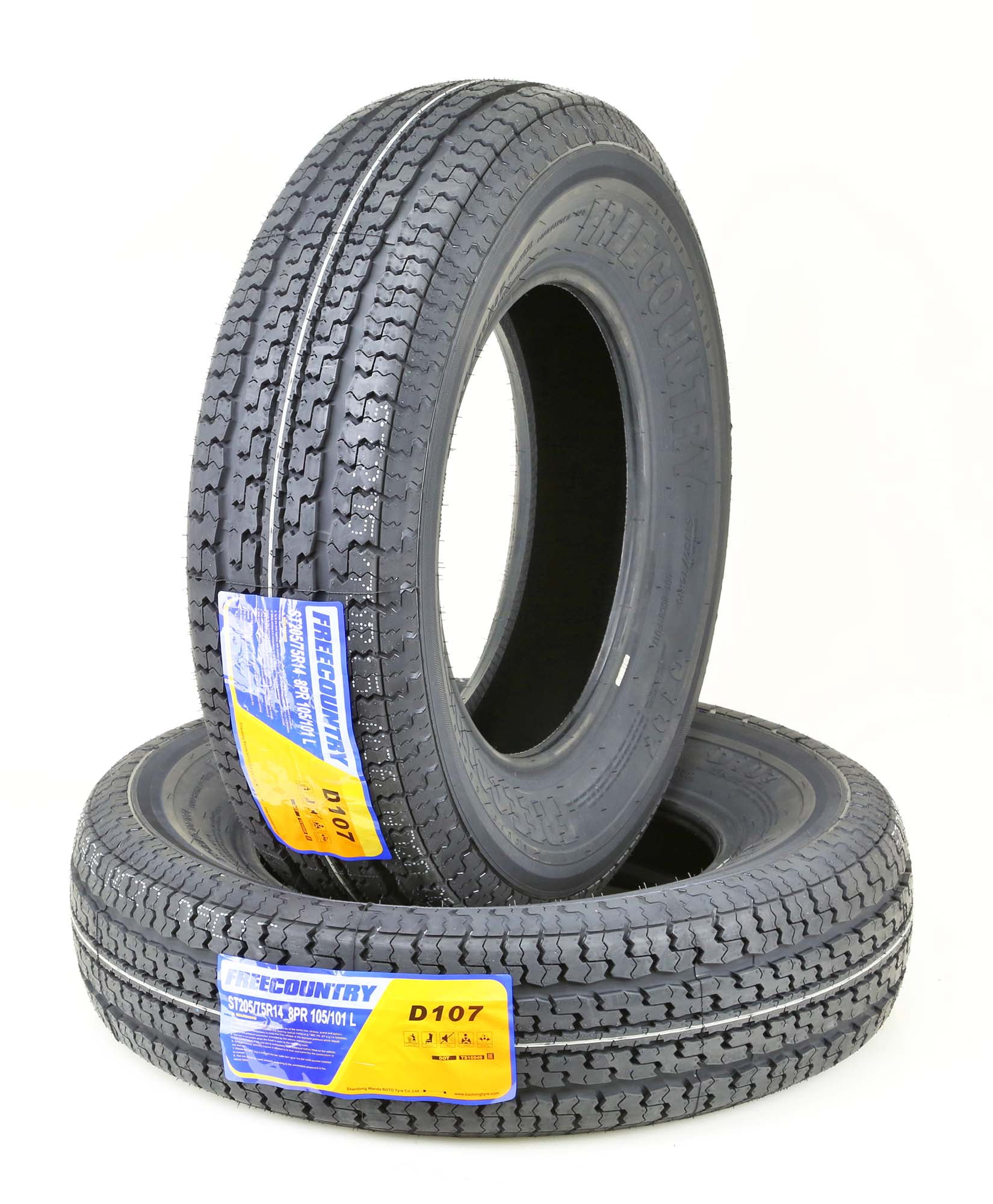 3 Premium FREE COUNTRY Trailer Tires ST 205/75R14 8PR Load Range D Steel Belted w/Scuff Guard 