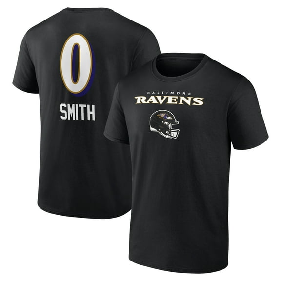 Men's Roquan Smith Black Baltimore Ravens Team Wordmark Player Name & Number T-Shirt