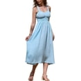 thumbnail image 2 of Midi Dress for Women's V Neck Sleeveless A-line Backless Beach Sundress M Light Blue, 2 of 6