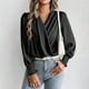 thumbnail image 2 of Sudadera con capucha de viaje,Blusa de gasa con cuello en V para mujer, camisa informal de manga larga, poliéster, tela ligera y suave, ideal para ir a la oficina, sopatenor, 2 of 9