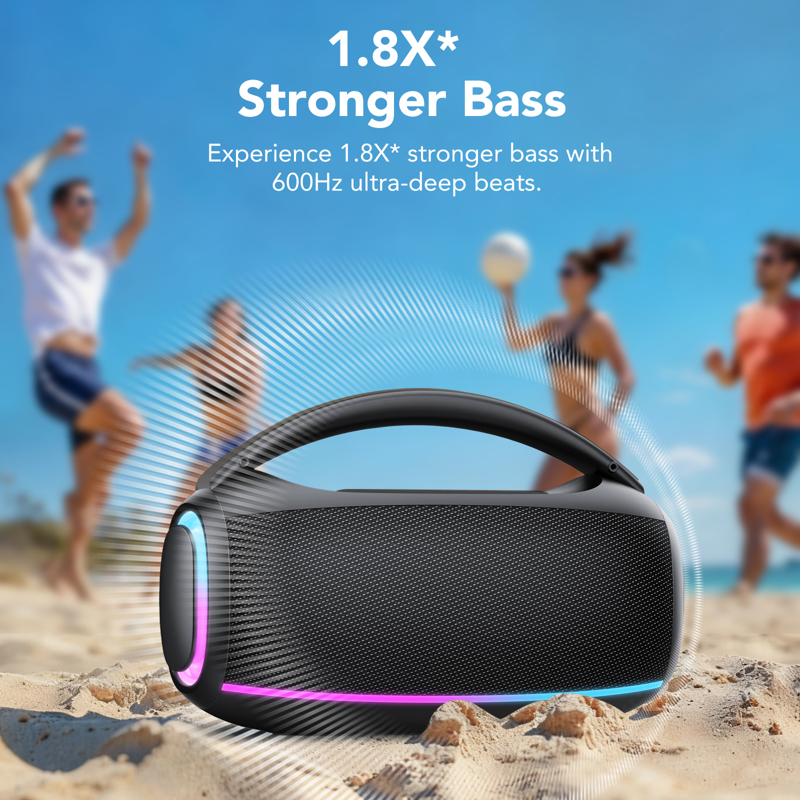 CASCHO 80W Outdoor Bluetooth Speaker with 24-Hour Battery, Black photo 7