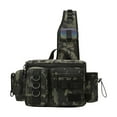 thumbnail image 1 of Bolsa de aparejos de pesca, soporte para caña, estuche de transporte, bolsa de pecho para hombres y mujeres, senderismo L Patrón verde talla L Cola Paquete de aparejos de pesca, 1 of 8