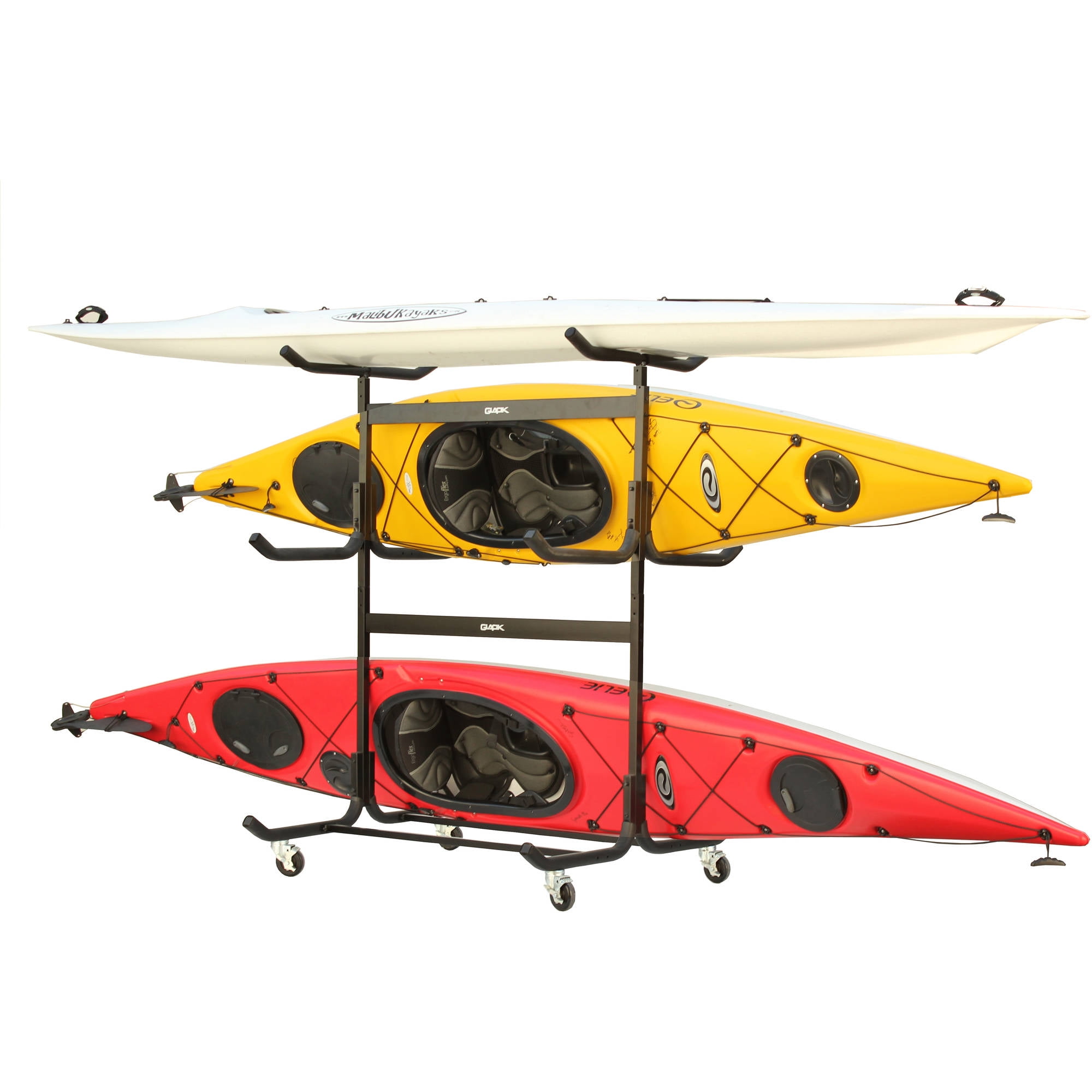 Glacik Freestanding Portable 5Kayak or Canoe Storage Rack with Caster