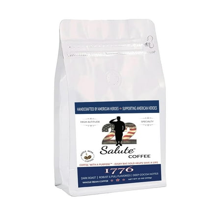 Coffee 1776 Dark Blend, Dark Roast, Specialty Arabica Coffee, 12oz bag, Whole Bean