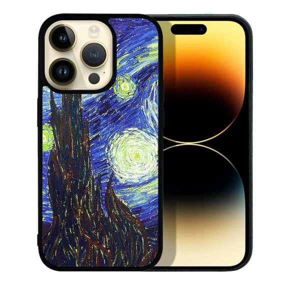 FINCIBO Soft Rubber Protector Cover Case for Apple iPhone 14 Pro Max 6.7" 2022, The Starry Night Van Gogh