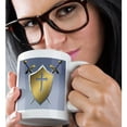 thumbnail image 2 of 3drose, Golden Shield with Crossed Swords and the Christian Cross and Background in Gull Gray, 15oz Mug, 2 of 6