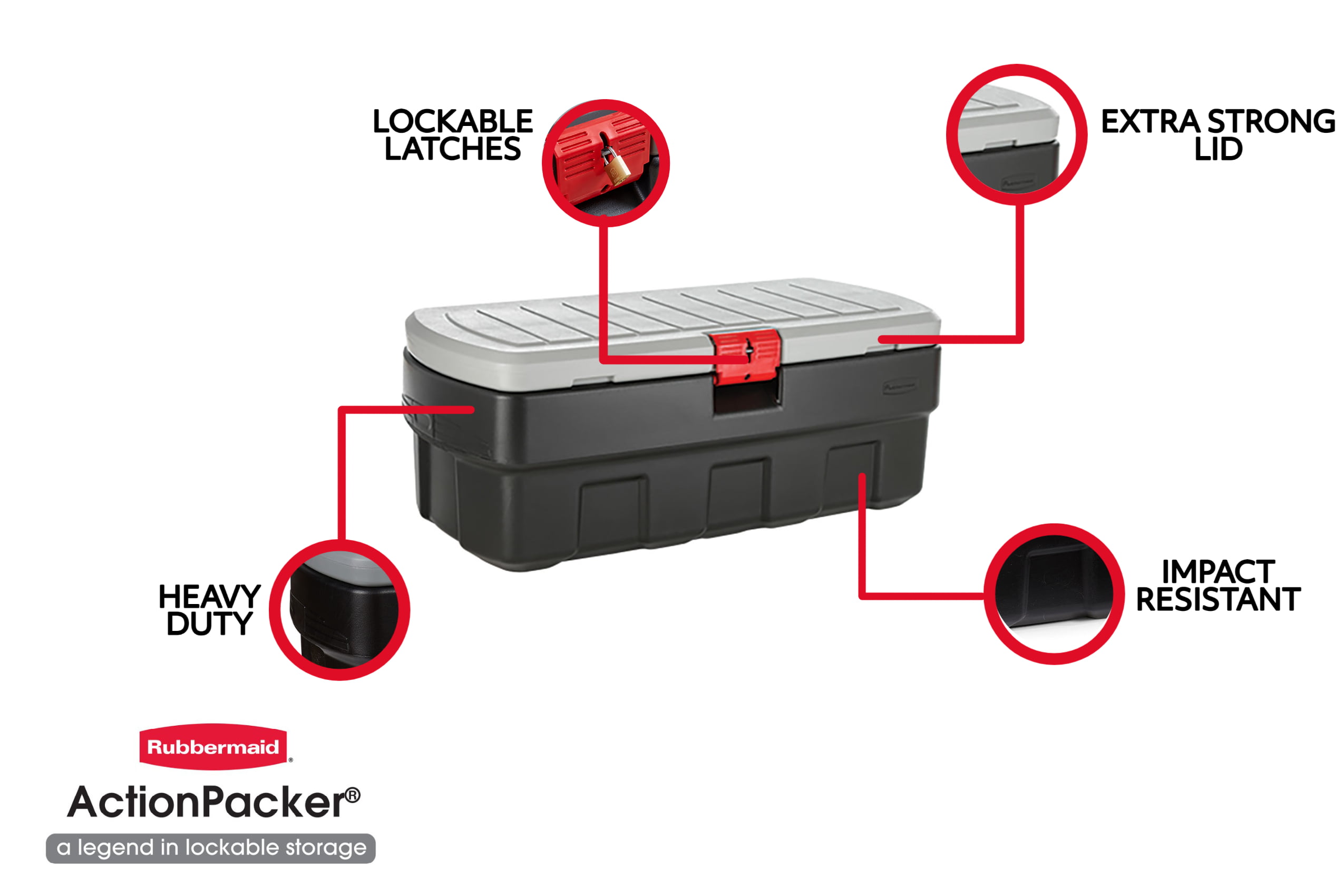 Rubbermaid® ActionPacker™ Lockable Storage Box 24 Gallon 26-1/8 x