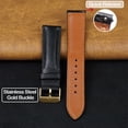 thumbnail image 5 of 19mm Black Leather Watch Band Men Quick Release Replacement Strap Soft Handmade Wristband Stainless Steel Gold Buckle, Vintage Gift for Father's Day Dad Son Husband DH-201G-19MM, 5 of 7
