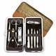 thumbnail image 3 of ER Cortaúñas de pedicura para hombres y mujeres - 10 accesorios - Kit de cuidado de uñas de acero inoxidable - Empujador de cutículas y alicates con estuche de viaje de cuero brillar Electrónica, 3 of 4