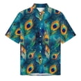 thumbnail image 4 of Hawaii Shirt Vacation Peacock Feather Blouses Abstract Art Elegant Casual Shirts Men Short, 4 of 5