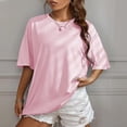 thumbnail image 5 of Womens Tshirts Casual Loose Long T Shirt Boho Tops for Women Pink L, 5 of 7