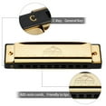thumbnail image 4 of EASTROCK 10 Holes Key of C Blues Harmonica for Beginner Students Professional Metal Blues Harp Mouth Organ with Case Gold, 4 of 7