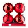 4Count Red Jumbo Bell Shatterproof Christmas Ornaments, Holiday Time