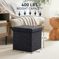 thumbnail image 3 of Ornavo Home 2 Pack 15 Inch Folding Storage Ottoman, Square Cube Linen Small Storage Ottoman Foot Rest Stool - Black, 3 of 7