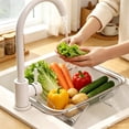 thumbnail image 5 of Byndra Over The Sink Colander, Expandable Stainless Steel Kitchen Strainer Basket, Adjustable Fruit Vegetable Washer for Sink, Counter, Food Prep, Kitchen Counter Use, 5 of 6