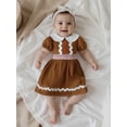thumbnail image 6 of BemeyourBBs Toddler Baby Girl Christmas Outfit Gingerbread Dress Kids Doll Peter Pan Collar Short Sleeve A Line Dress Xmas Clothes, 6 of 8